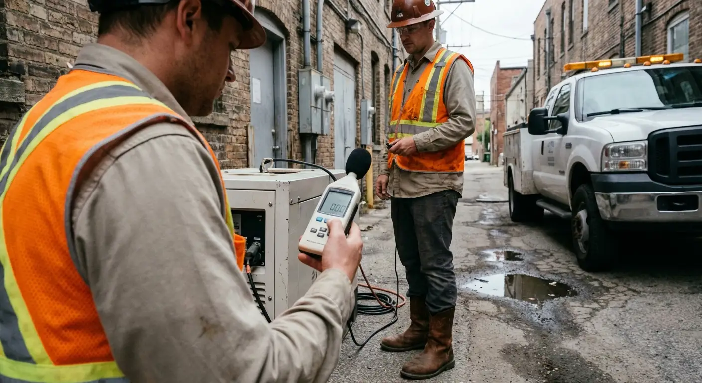 Sound attenuated generator placement and logistics in Tamarac, FL