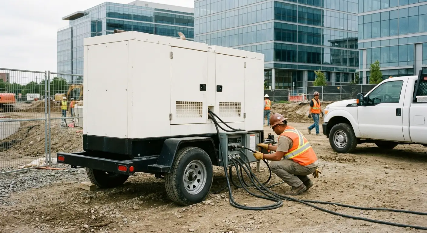 Commercial generator rental equipment at a construction site in Tamarac
